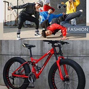 26 pollici mountain bike fat wheel 21 velocità bicicletta telaio in ferro doppia sospensione completa con freno a disco (arancione) 9 26 pollici mountain bike fat wheel 21 velocità bicicletta telaio in ferro doppia sospensione completa con freno a disco (arancione) - immagine 4