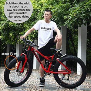 26 pollici mountain bike fat wheel 21 velocità bicicletta telaio in ferro doppia sospensione completa con freno a disco (arancione) 13 26 pollici mountain bike fat wheel 21 velocità bicicletta telaio in ferro doppia sospensione completa con freno a disco (arancione) - immagine 8