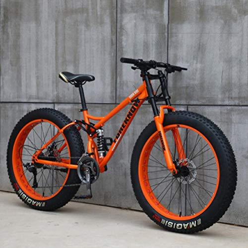 26 pollici mountain bike fat wheel 21 velocita bicicletta telaio in ferro doppia sospensione completa con freno a disco arancione 0 Biciclette e accessori con spedizione gratuita, ciclismo
