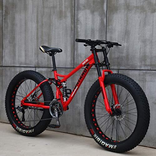 26 pollici mountain bike fat wheel 21 velocita bicicletta telaio in ferro doppia sospensione completa con freno a disco rosso 0 Home Page