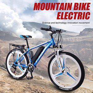 AKEZ Bicicletta elettrica da 26 pollici e da uomo 36V batteria al litio rimovibile, bicicletta elettrica da corsa, e-bike per ciclismo all'aperto (blu) - immagine 3