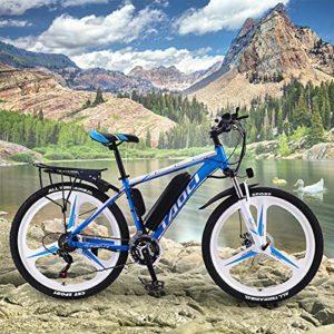 AKEZ Bicicletta elettrica da 26 pollici e da uomo 36V batteria al litio rimovibile, bicicletta elettrica da corsa, e-bike per ciclismo all'aperto (blu) - immagine 4