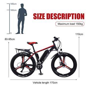 AKEZ Bicicletta elettrica da 26 pollici e da uomo 36V batteria al litio rimovibile, bicicletta elettrica da corsa, e-bike per ciclismo all'aperto (blu) - immagine 5