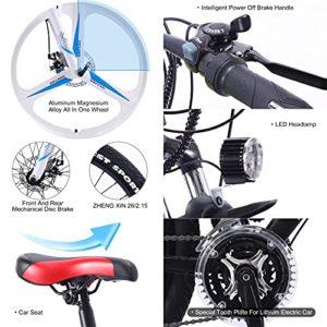 AKEZ Bicicletta elettrica da 26 pollici e da uomo 36V batteria al litio rimovibile, bicicletta elettrica da corsa, e-bike per ciclismo all'aperto (blu) - immagine 8