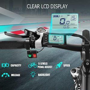 ANCHEER 27.5" Mountain Bike Elettrica per Adulti, E-Bike 250W con Batteria agli Ioni di Litio 36V 10Ah, Bicicletta Elettrica con Display LCD, 21 Marce Professionali - immagine 4