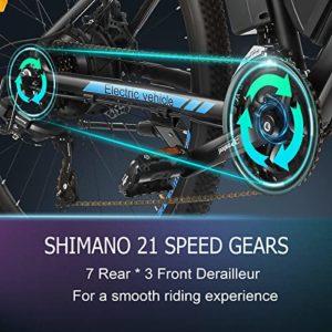 ANCHEER 27.5" Mountain Bike Elettrica per Adulti, E-Bike 250W con Batteria agli Ioni di Litio 36V 10Ah, Bicicletta Elettrica con Display LCD, 21 Marce Professionali - immagine 6