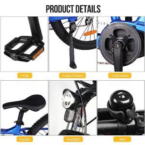 Accolmile Bicicletta elettrica da 36 V, 250 W, 27,5 pollici, con sensore di coppia M200, motore a trazione centrale 36 V15 Ah, freno a disco idraulico per adulti blu - immagine 8