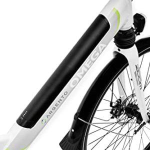 Argento E-Bike Omega, Motore 250W, Freni a Disco, Batteria 374Wh, Fino a 70km, Schermo LCD, Cambio Shimano 7 Rapporti, Bianco - immagine 3