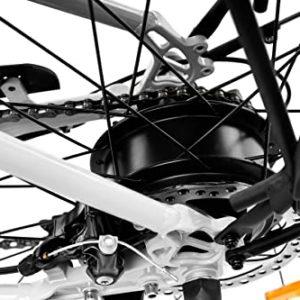 Argento E-Bike Omega, Motore 250W, Freni a Disco, Batteria 374Wh, Fino a 70km, Schermo LCD, Cambio Shimano 7 Rapporti, Bianco - immagine 6