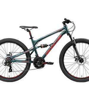 BIKESTAR MTB Mountain Bike Sospensione Completa in Alluminio, Freni a Disco, 26" | Bicicletta MTB Telaio 16" Cambio Shimano a 21 velocità | Verde - immagine 3