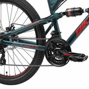 BIKESTAR MTB Mountain Bike Sospensione Completa in Alluminio, Freni a Disco, 26" | Bicicletta MTB Telaio 16" Cambio Shimano a 21 velocità | Verde - immagine 5