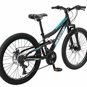 BIKESTAR MTB Mountain bike sospensione completa per bambini 8 anni | Bicicletta 24 pollici 21 velocità Shimano, freni a disco | Nero - immagine 4