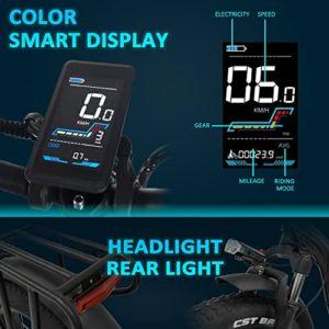 Bici Elettrica Pieghevole 20 Pollici, Fat Ebike con Samsung Batteria al Litio 48V/24Ah, Hydraulic Disc Brake, Specchietto Retrovisore, Max 140Km, Gomme Fat da 4.0”, Motore potente 80N.m (A) - immagine 6