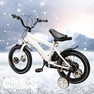 Biggittig Bicicletta per bambini da 14 pollici, con ruote di supporto, ruote di supporto, per ragazze, ragazzi, con ruote di supporto, pneumatici ad aria con freni, pedali (bianco) - immagine 5