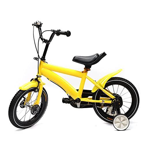Biggittig Bicicletta per bambini da 14 pollici con ruote di supporto ruote di supporto per ragazze ragazzi con ruote di supporto pneumatici ad aria con freni pedali giallo 0 Prodotti