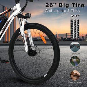 COLORWAY Bici Elettrica per Adulti, 26'' Mountain Bike, Bicicletta Elettrica Commute E-bike con Batteria rimovibile 36V 15Ah, Display LCD, Doppio Freno a Disco ebike, Bianco Arancio 11 COLORWAY Bici Elettrica per Adulti, 26'' Mountain Bike, Bicicletta Elettrica Commute E-bike con Batteria rimovibile 36V 15Ah, Display LCD, Doppio Freno a Disco ebike, Bianco Arancio - immagine 4