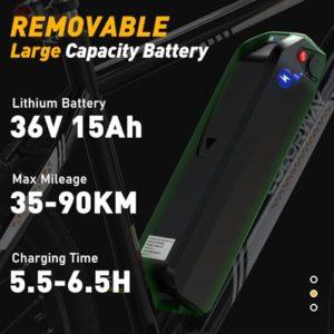 COLORWAY Bici Elettrica per Adulti, 26'' Mountain Bike, Bicicletta Elettrica Commute E-bike con Batteria rimovibile 36V 15Ah, Display LCD, Doppio Freno a Disco ebike, Bianco Arancio 12 COLORWAY Bici Elettrica per Adulti, 26'' Mountain Bike, Bicicletta Elettrica Commute E-bike con Batteria rimovibile 36V 15Ah, Display LCD, Doppio Freno a Disco ebike, Bianco Arancio - immagine 5