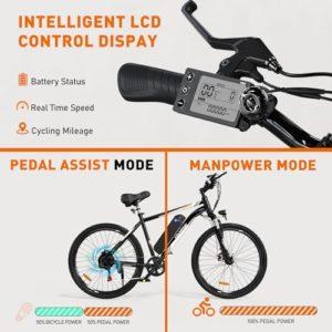 COLORWAY Bici Elettrica per Adulti, 26'' Mountain Bike, Bicicletta Elettrica Commute E-bike con Batteria rimovibile 36V 15Ah, Display LCD, Doppio Freno a Disco ebike, Bianco Arancio 15 COLORWAY Bici Elettrica per Adulti, 26'' Mountain Bike, Bicicletta Elettrica Commute E-bike con Batteria rimovibile 36V 15Ah, Display LCD, Doppio Freno a Disco ebike, Bianco Arancio - immagine 8