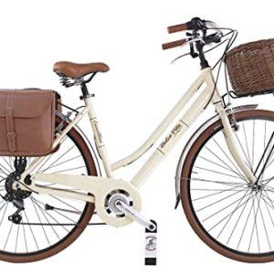 Canellini Bicicletta Dolce vita by vintage via veneto retrò retro citybike CTB bike cesto borse alluminio donna (46, Panna)
