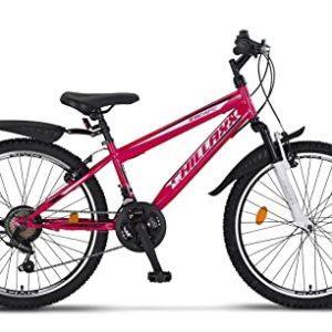 Chillaxx Bike Escape Premium Mountain Bike in bicicletta da 24 e 26 pollici, per ragazze, ragazzi, uomini e donne, cambio a 21 marce (24 pollici, freno a V bianco rosa) - immagine 3