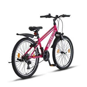 Chillaxx Bike Escape Premium Mountain Bike in bicicletta da 24 e 26 pollici, per ragazze, ragazzi, uomini e donne, cambio a 21 marce (24 pollici, freno a V bianco rosa) - immagine 4