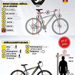 Chillaxx Bike Legend Alluminio 24,26,27,5,29 pollici,Shimano Mountain Bike MTB Bicicletta per ragazzi ragazze uomini e donne 21 marce,cambio bici da uomo e donna 27,5 pollici, freno a disco nero-rosso - immagine 6