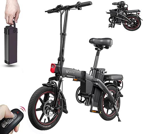 DYU Bicicletta Elettrica Pieghevole14 pollici Smart Bici Elettrica Pedalata Assistita con LCD DisplayPortatile Compatta E bike con Chiave WirelessBatteria RimovibileUnisex Adulto Nero A5 0 Prodotti