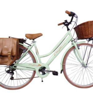 Biciclette e accessori con spedizione gratuita, ciclismo 11 Daytona Bicicletta da donna bici da città city bike da passeggio 28'' con cambio vintage retro' cesto vimini borse laterali (verde),46 cm