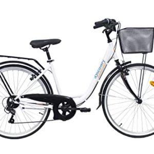 Denver Discovery City Bicicletta Donna, Con campanello e cestino sul davanti, Bianco (White), Dimensioni della ruota 26 Pollici