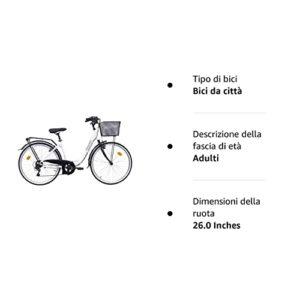 Denver Discovery City Bicicletta Donna, Con campanello e cestino sul davanti, Bianco (White), Dimensioni della ruota 26 Pollici - immagine 8