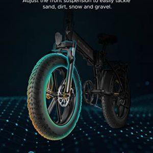 ENGWE Bicicletta Elettrica Pieghevole Adulti, Ruote Grasse da 20''×4.0'' per Ogni Terreno, MTB, Spiaggia, Neve, 7 Velocità, Batteria Rimovibile al Litio da 48V 13AH,Nero (EP-2PRO) - immagine 5