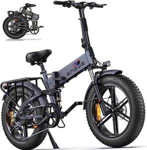 Biciclette e accessori con spedizione gratuita, ciclismo 35 ENGWE Bicicletta Elettrica Pieghevole E-Bike Adulto,20'' * 4.0 ''Fat Tire Bici Elettrica con 48V 16AH 8 Velocità, Crociera Urbana per Montagna Neve e Spiaggia, Engine Pro, Grigio