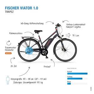 Fischer Viator 1.0, Bicicletta Elettrica Donna | RH 44cm | Ebike con Motore Posteriore 45Nm | Batteria 48V Trekking | E-Bike, Antracite Scuro Opaco, 71 cm - immagine 3