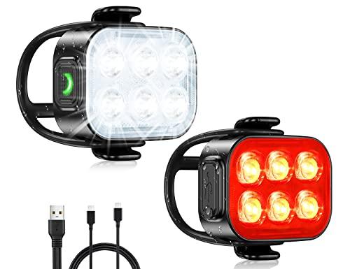 Glangeh-Set-Luci-Bicicletta-LED-Ultra-Sottile-USB-Ricaricabile-Impermeabile-IP65-Luce-Bici-Anteriore-e-Posteriore-46-Modalita-di-Illuminazione-Luci-Bici-per-Iequitazione-Notturna-Campeggio-0