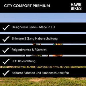 HAWK City Comfort Premium - Bicicletta da donna, 28 pollici, colore nero, bicicletta da città, leggera da donna, con cambio Shimano a 3 marce e freno sul cerchione - immagine 5