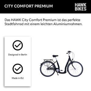 HAWK City Comfort Premium - Bicicletta da donna, 28 pollici, colore nero, bicicletta da città, leggera da donna, con cambio Shimano a 3 marce e freno sul cerchione - immagine 6