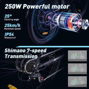 HITWAY Bicicletta Elettrica 26", Bici Elettrica Mountain Bike,E-Bike City per Uomo/Donna,Motore 250W 36V 14Ah batteria al litio estraibile,Shimano 7 marce, fino a 45-100 km - immagine 3