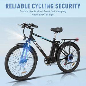 HITWAY Bicicletta Elettrica 26", Bici Elettrica Mountain Bike,E-Bike City per Uomo/Donna,Motore 250W 36V 14Ah batteria al litio estraibile,Shimano 7 marce, fino a 45-100 km - immagine 6