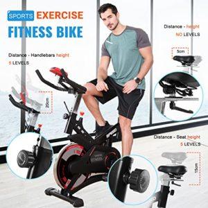 ISE Bicicletta Cyclette Indoor con Volano 13 KG & Resistenza Regolabile, Bici da Fitness Ergonomica con Sensore di Impulso, Porta Celullare, Ruote di Trasporto, Max.120KG, SY-7005-1 12 ISE Bicicletta Cyclette Indoor con Volano 13 KG & Resistenza Regolabile, Bici da Fitness Ergonomica con Sensore di Impulso, Porta Celullare, Ruote di Trasporto, Max.120KG, SY-7005-1 - immagine 5