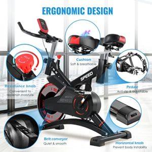 ISE Bicicletta Cyclette Indoor con Volano 13 KG & Resistenza Regolabile, Bici da Fitness Ergonomica con Sensore di Impulso, Porta Celullare, Ruote di Trasporto, Max.120KG, SY-7005-1 13 ISE Bicicletta Cyclette Indoor con Volano 13 KG & Resistenza Regolabile, Bici da Fitness Ergonomica con Sensore di Impulso, Porta Celullare, Ruote di Trasporto, Max.120KG, SY-7005-1 - immagine 6