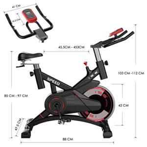 ISE Bicicletta Cyclette Indoor con Volano 13 KG & Resistenza Regolabile, Bici da Fitness Ergonomica con Sensore di Impulso, Porta Celullare, Ruote di Trasporto, Max.120KG, SY-7005-1 14 ISE Bicicletta Cyclette Indoor con Volano 13 KG & Resistenza Regolabile, Bici da Fitness Ergonomica con Sensore di Impulso, Porta Celullare, Ruote di Trasporto, Max.120KG, SY-7005-1 - immagine 7