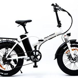 Biciclette e accessori con spedizione gratuita, ciclismo 9 Italia Power - Off Grid, Bike BRANCH, Bicicletta Elettrica FAT, Unisex, Adulto, Bianco/Nero, pieghevole, M