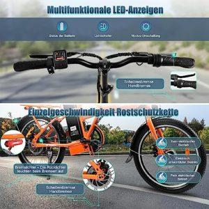 K KAISDA Bicicletta Elettrica Pieghevole 20 Pollici K7S Commute E-bike con Batteria da 36V 12,5 Ah Leggera Elettrica Pieghevole per Anziani e Ragazze(in Acciaio al Carbonio di Alta Qualità) - immagine 7