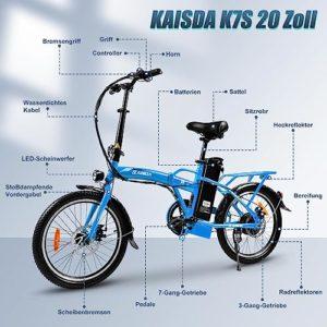 K KAISDA Bicicletta Elettrica Pieghevole 20 Pollici K7S Commute E-bike con Batteria da 36V 12,5 Ah Leggera Elettrica Pieghevole per Anziani e Ragazze(in Acciaio al Carbonio di Alta Qualità) 13 K KAISDA Bicicletta Elettrica Pieghevole 20 Pollici K7S Commute E-bike con Batteria da 36V 12,5 Ah Leggera Elettrica Pieghevole per Anziani e Ragazze(in Acciaio al Carbonio di Alta Qualità) - immagine 6