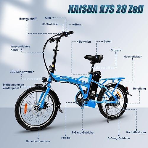K-KAISDA-Bicicletta-Elettrica-Pieghevole-20-Pollici-K7S-Commute-E-bike-con-Batteria-da-36V-125-Ah-Leggera-Elettrica-Pieghevole-per-Anziani-e-Ragazzein-Acciaio-al-Carbonio-di-Alta-Qualita-0-3
