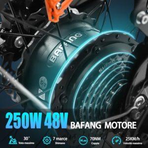 KAISDA Bicicletta Elettrica Pieghevole,Bici Elettrica 20"×4.0" Fat Tire Bicicletta Elettrica da 48V 15Ah Batteria Rimovibile,Cambio Shimano a 7 Velocità,App,Display LCD da per Ogni Terreno,Nero&Blu - immagine 3