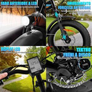 KAISDA Bicicletta Elettrica Pieghevole,Bici Elettrica 20"×4.0" Fat Tire Bicicletta Elettrica da 48V 15Ah Batteria Rimovibile,Cambio Shimano a 7 Velocità,App,Display LCD da per Ogni Terreno,Nero&Blu - immagine 5