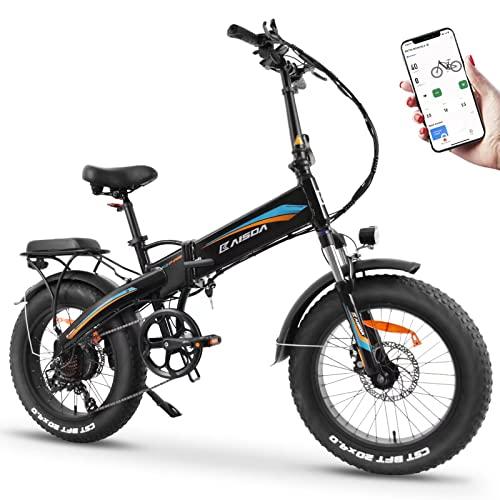 KAISDA Bicicletta Elettrica PieghevoleBici Elettrica 2040 Fat Tire Bicicletta Elettrica da 48V 15Ah Batteria RimovibileCambio Shimano a 7 VelocitaAppDisplay LCD da per Ogni TerrenoNeroBlu 0 Prodotti