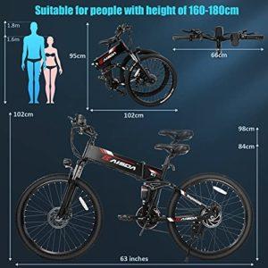 KAISDA K1 Bicicletta Elettrica Pieghevole da 26 Pollici con Batteria Rimovibile 48V 10.4AH con Fari Super Luminosi Mountain Bike Elettrica Shimano 21 Velocità con Strumento LCD (White) 10 KAISDA K1 Bicicletta Elettrica Pieghevole da 26 Pollici con Batteria Rimovibile 48V 10.4AH con Fari Super Luminosi Mountain Bike Elettrica Shimano 21 Velocità con Strumento LCD (White) - immagine 3