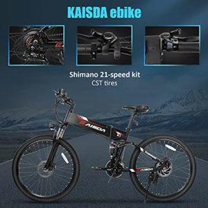 KAISDA K1 Bicicletta Elettrica Pieghevole da 26 Pollici con Batteria Rimovibile 48V 10.4AH con Fari Super Luminosi Mountain Bike Elettrica Shimano 21 Velocità con Strumento LCD (White) 15 KAISDA K1 Bicicletta Elettrica Pieghevole da 26 Pollici con Batteria Rimovibile 48V 10.4AH con Fari Super Luminosi Mountain Bike Elettrica Shimano 21 Velocità con Strumento LCD (White) - immagine 8